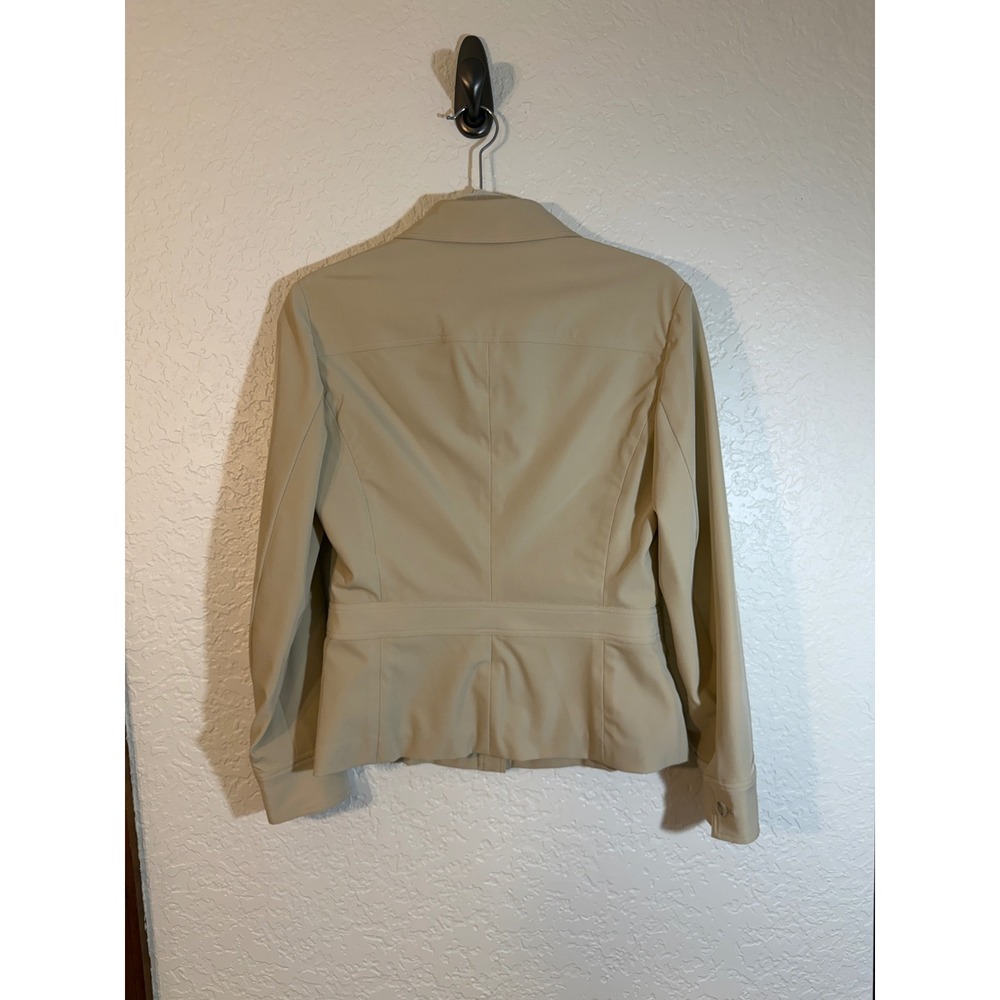 Elie Tahari Button Down Shirt Beige 6 Women Fitted Lycra Stretch Workwear - Picture 9 of 14